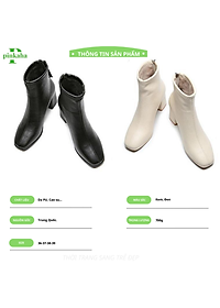 Bốt Nữ Khoá Sau Mũi Vuông Lót Lông Da Mềm Cao Cấp Màu Đen Be Siêu Đẹp Hót Trends 2023