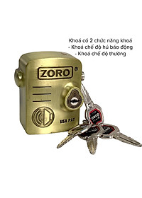 Ổ khóa chụp bát cửa báo động chống trộm ZORO thông minh - màu vàng đồng - khóa chụp chống cắt toàn diện, chống cắt khoen cửa - hàng chính hãng