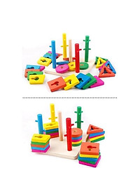 Đồ Chơi Luồn Cọc Thả Hình 5 Trụ Cột Khối Gỗ Zic Zac Cho Bé