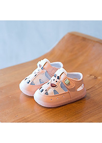 Giày sandal tập đi cho bé gái 0 - 18 tháng họa tiết hươu cao cổ dễ thương TD47