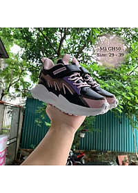 Giày thể thao bé gái học sinh tiểu trung học nhẹ êm chân màu đen hồng kiểu dáng thời trang quai dán phù hợp cho trẻ em nữ 5 đến 12 tuổi đi học đi chơi khỏe khoắn và năng động Nhím Shop GH50