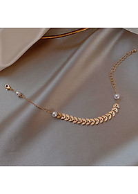 Combo lắc tay chiếc lá, Phong cách Hàn Quốc, hợp kim mạ vàng 18K, Khóa càng cua tiện dụng, thiết kế đơn giản, kèm hộp đựng Hoa Hồng, mẫu CrownX.436B.1