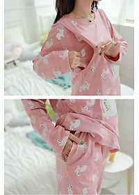 Bộ Đồ Bầu Và Sau Sinh Azuno AZ1014 Mặc Nhà Dài Tay Thu Đông Có thiết Kế Khe Mở Cho Con Bú Tiện Lợi