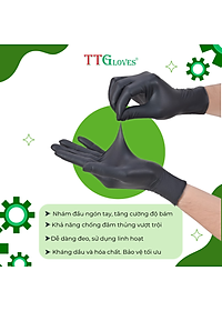 Găng Tay Y Tế Size L Không Bột Nitrile Màu Đen TTGLOVES (100 chiếc)