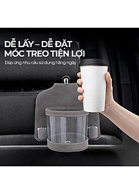 Móc Treo Đa Năng Có Hộc Đựng Ly Trên Ô Tô CIND BO-L021 Bằng Kim Loại Bọc Da Lộn Màu Xám Sang Trọng Cho Nội Thất Xe - Nhập Khẩu Chính Hãng