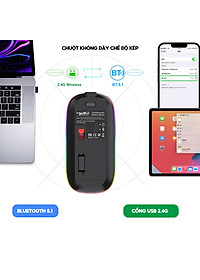 Chuột không dây Bluetooth HXSJ M103 wireless tự sạc pin siêu mỏng không gây tiếng ồn cho laptop MCBook PC Tablet PAD-Hàng Chính Hãng