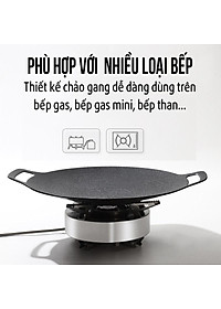 Chảo Đá Nướng Thịt Kiểu Hàn Quốc, Vỉ Nướng BBQ Chống Dính Không Cần Dầu Size 34cm Hàng Chính Hãng MINIIN