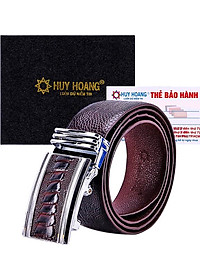 Thắt Lưng Nam Da Đà Điểu Bản Lớn Huy Hoàng HT4418 - Nâu Đất