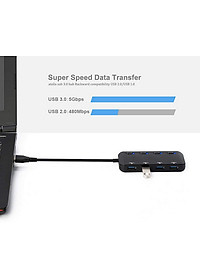Hub Chia 4 Cổng USB 3.0 Ultra Slim siêu mỏng có công tắc bộ chia cổng USB 3.0