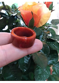 CHIẾC NHẪN VUÔNG ỐNG ĐỎ ĐẬM ĐẸP ĐÁ CẨM THẠCH MAY MẮN SIZE 17MM BẢN CAO 9,5MM  AC  MẠNG HỎA VÀ THỔ 