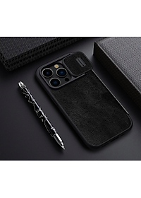 Bao da dành cho iPhone 15 Pro Max, 15 Pro hàng chính hãng Nillkin QIN có nắp trượt bảo vệ camera - Hàng nhập khẩu