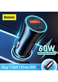 Tẩu Sạc Ô Tô Baseus Golden Contactor Max Dual Fast Charger Car Charger 60W - Hàng Chính Hãng