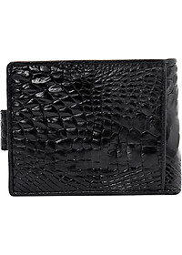 Ví Nam Da Cá Sấu Nút Bấm Huy Hoàng HT2216 (12.5 x 10 cm) - Đen