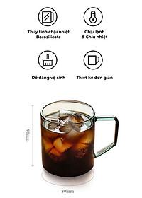 Ly thủy tinh uống trà cà phê 360ml CAFE DE KONA