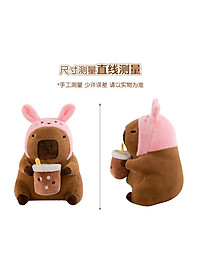 GẤU BÔNG CHUỘT LANG NƯỚC CAPYBARA ÔM TRÀ SỮA – THÚ NHỒI BÔNG COSPLAY SIÊU DỄ THƯƠNG | SIÊU MỊN 30CM