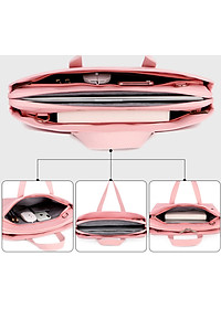 Túi xách chống sốc cho máy tính, macbook, laptop chống nước, siêu nhiều ngăn màu tím - HỒNG - 14 INCH