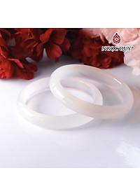 Vòng tay liền khối đá mã não trắng mệnh thủy kim - Ngọc Quý Gemstones