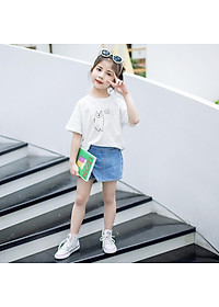 Quần jean ngắn giả váy cho bé gái Easy Baby, váy jean thời trang cho bé từ 14-26kg (JS-425G)
