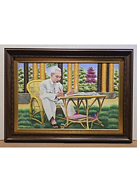 Tranh đá tưn nhiên Bác Hồ ngồi viết di chúc -TD002