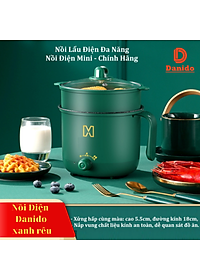 Nồi điện đa năng 1.3 Lít, nồi lẩu mini, ca nấu mì cao cấp 2 tầng - Nồi điện với 2 nấc nhiệt thế hệ mới có tay cầm - Hàng chính hãng D Danido (Logo hình ngẫu nhiên)
