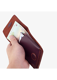 Ví sen 3 da bò Pullup V122, bóp mini nam nhỏ gọn hai màu đen và nâu, đường chỉ may tinh tế, đựng thẻ kẹp tiền tiện lợi,fullbox, thương hiệu Bụi leather chuyên đồ da thật