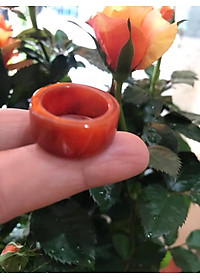 CHIẾC NHẪN VUÔNG ỐNG ĐỎ ĐẬM ĐẸP ĐÁ CẨM THẠCH MAY MẮN SIZE 17MM BẢN CAO 9,5MM  AC  MẠNG HỎA VÀ THỔ 