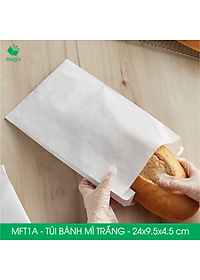 MFT1A - 24x9.5x4.5 cm - 100 Túi giấy bánh mì trắng