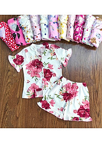 Đồ bộ bé gái, bộ pijama ngắn tay cho bé gái size 18-35kg chất cotton mềm mát