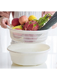 Thau nhựa trắng đựng đồ, rửa rau củ 5,3L - Hàng nội địa Nhật