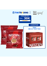 [Tặng hộp 2 ly thủy tinh] Combo 2 Bịch NESCAFE 3IN1 Công thức cải tiến - VỊ NGUYÊN BẢN Bịch 46 gói
