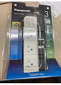 Ổ cắm Panasonic WCHG28334 3500W 3 ổ cắm 3 công tắc dây dài 3M (tặng phích chuyển MPE AD1) - Hàng chính hãng