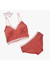 Bộ Đồ Lót Nữ Cotton Lụa Phối Ren Miley Lingerie BRC0513_FCP0511