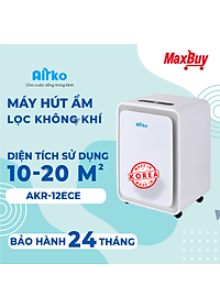 Máy hút ẩm và lọc không khí chĩnh hãng AIRKO AKR-12ECE – 12L/ngày (40m2)/ Hút ẩm nhanh/ Bộ lọc carbon hoạt tính