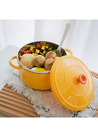 Bát úp mì - Bát ăn mì tôm inox 2 lớp cách nhiệt hình chiếc nồi có nắp đậy