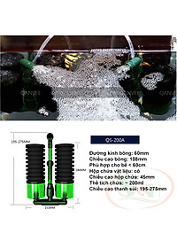 Lọc bio đôi Qanvee QS 100, 200, 100A, 200A lọc sủi vi sinh kèm hộp chứa vật liệu lọc bể cá tép