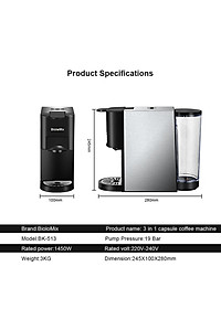 Máy pha cà phê 3 trong 1 phiên bản cao cấp BK-513 thương hiệu BioloMix - HÀNG NHẬP KHẨU