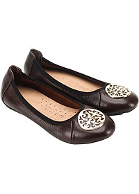 Giày Nữ Búp Bê Da Bò Huy Hoàng HT7907 - Nâu Đất