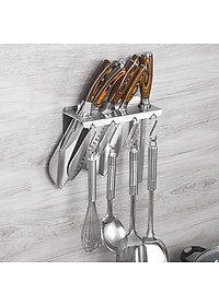 Kệ treo dao kéo Inox 304 có 4 móc treo dán tường Hobby home decor KDT