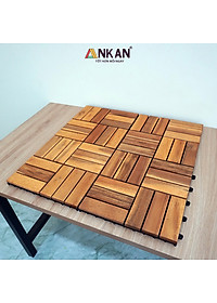 Vỉ Gỗ Lót Sàn Ban Công Thương Hiệu ANKAN Màu Nâu Vàng Loại 12 Nan, Ván Gỗ Lót Sàn Ngoài Trời, Sân Vườn, Hồ Bơi, Phòng Spa, Siêu Bền, Chịu Nước Tốt, Chống Trơn Trượt, Tiêu Chuẩn Xuất Khẩu (1 Vỉ)