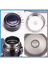 Bình Giữ Nhiệt Kim Cương Inox 304- Chống Rỉ Set, Nắp Đậy Chặt, Giữ Nhiệt Nóng Lạnh Tốt 6- 8h, Quai Đeo Chắc Chắn, Thiết Kế Sang Trọng, Màu Sắc Thanh Lịch, Tiện Lợi, Pha Lọc Trà, Hàng Chính Hãng MINIIN