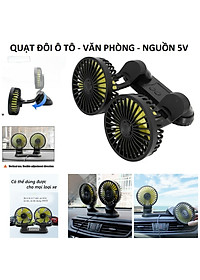 Quạt ô tô thông minh, quạt đôi đa năng xe hơi 12v, 24v xoay 360 tiện ích cao cấp mẫu mới loại tốt gió mạnh, phụ kiện ô tô