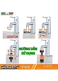 Đầu nối vòi 3 cỡ ren 22-27mm inox CLaber 8597