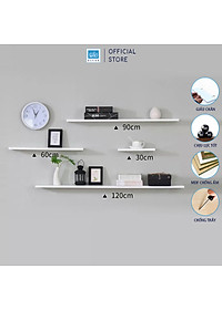 [Mua 2 giảm 10%] Kệ Ngang Treo Tường Trang Trí Dài 20 cm Đến 80 cm Kết Cấu Giấu Chân SIB Decor KT001