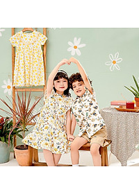 Áo sơ mi bé trai tay ngắn gấu Teddy vải thô cotton mềm mịn mát MamLa