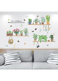 Decal giấy dán tường kệ xương rồng  XL7249