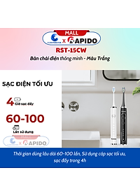 Máy Tăm nước cầm tay Rapido RWG150/RWW-300 - Bàn chải điện thông minh RST-15CW Trắng/RST-15WB Đen - Hàng Chính Hãng - bảo hành 6 tháng