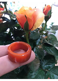 CHIẾC NHẪN VUÔNG ỐNG ĐỎ ĐẬM ĐẸP ĐÁ CẨM THẠCH MAY MẮN SIZE 17MM BẢN CAO 9,5MM  AC  MẠNG HỎA VÀ THỔ 