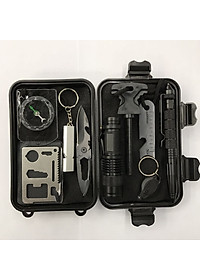 Hộp sinh tồn cao cấp 9 món, Bộ dụng cụ sinh tồn đa chức năng, Hộp sơ cứu dành cho trường hợp khẩn cấp, Đồ dùng khẩn cấp - GROFA