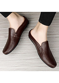 Giày Lười Sục Nam Da Bò Chuẩn, Có bảo hành nổ da, bong keo , gãy đế, phom dáng siêu đẹp GD18