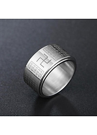 Nhẫn xoay Bát Nhã Tâm Kinh khắc chữ Vạn - Nhẫn phong thủy Hán ngữ may mắn bình an Ri99